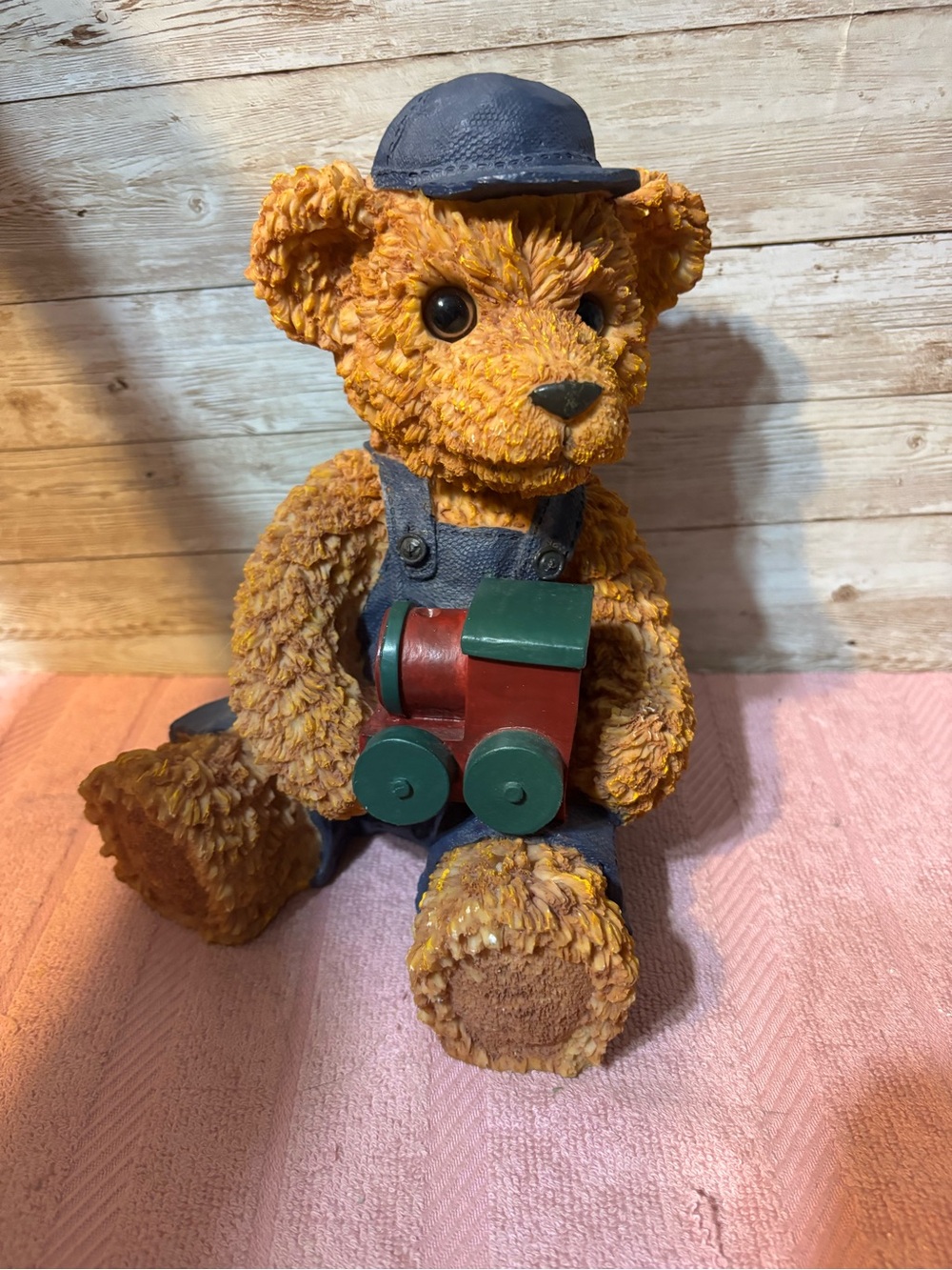 Source Unknown Brown Bear Figurine with Blue Hat piggy bank